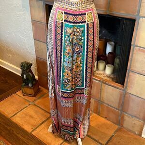 Fate Boho Print Side Slit Palazzo Pants, S!